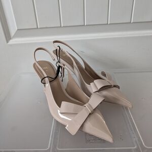 Zara Cream Bow Slingback Heels